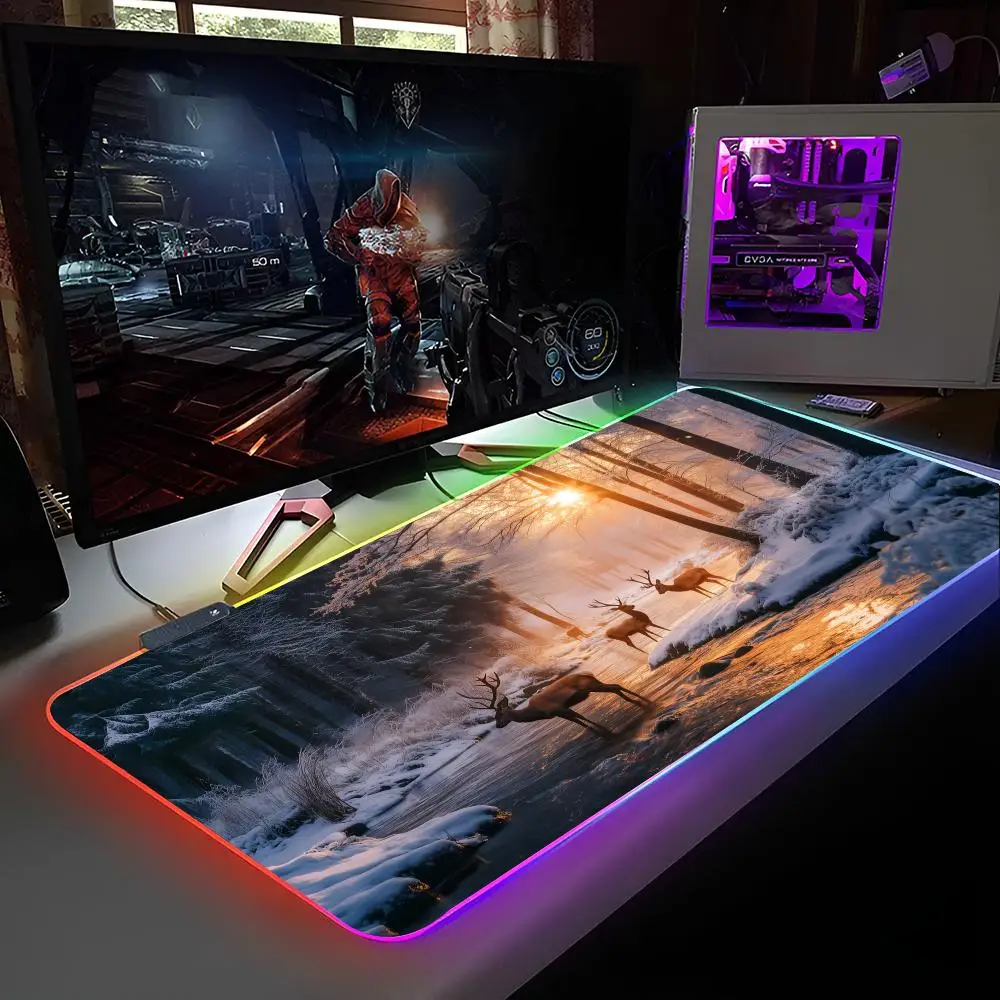 Камуфляжный коврик для мыши с подсветкой RGB, коврик для мыши для ноутбука, коврик для мыши для ноутбука, геймера, компьютерный стол, игровые аксессуары