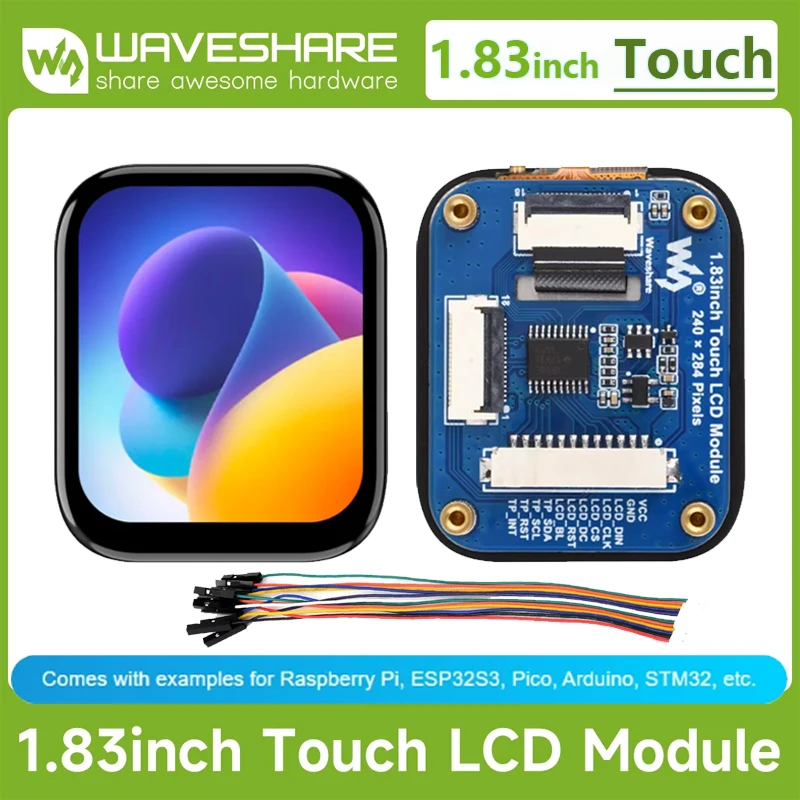 

Модуль сенсорного ЖК-дисплея Waveshare 1,83 дюйма, микро-ЖК-дисплей для Raspberry Pi/ESP32, 240×284, IPS, SPI и I2C, 262K цветов.