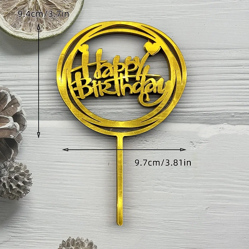 10 Stück Acryl-Kuchenaufsatz „Happy Birthday“, Rosa, Gold, Silber, für Kinder, Männer, Frauen, Babyparty, Party, Kuchendekoration, Geschenkzubehör – Detail 6