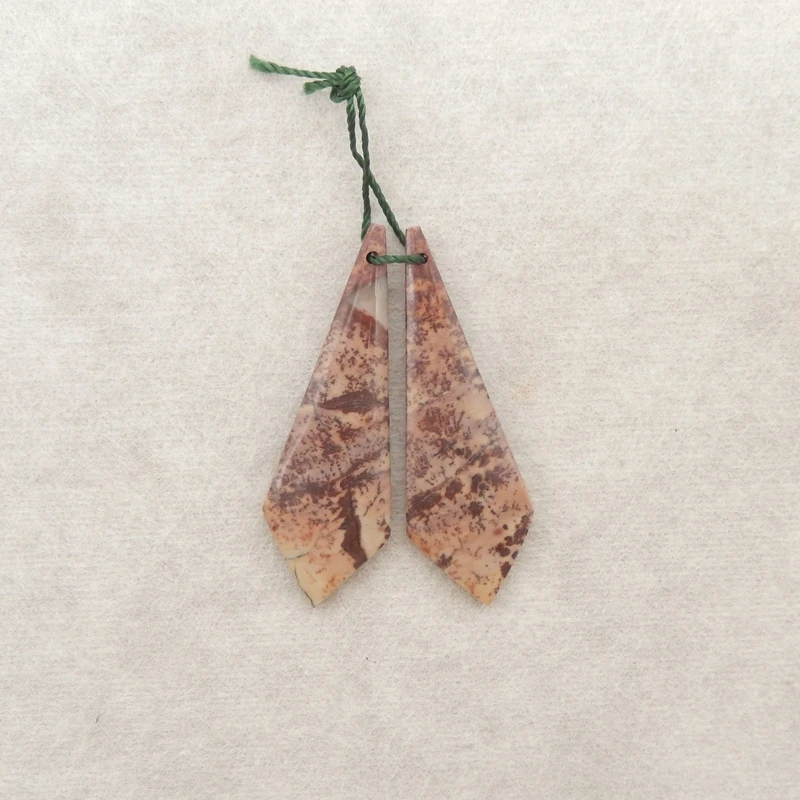 Chohua Jasper Arrowhead أقراط الأحجار الكريمة الطبيعية متعددة الألوان مع مدخلات البني والبيج زوج المجوهرات الحرفية 40x14x4mm-5g #2