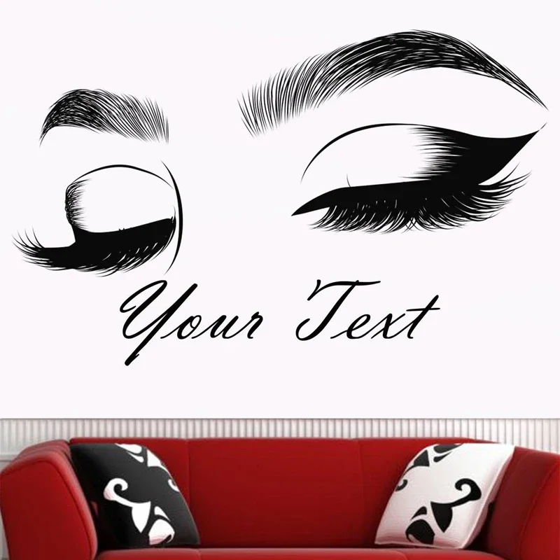 Lash & Brow Wall Decal Eyelash Extension Beauty Salon Decor Sticker Make Up Room Wall Art Cosmetic Beauty Logo Art Poster 2158