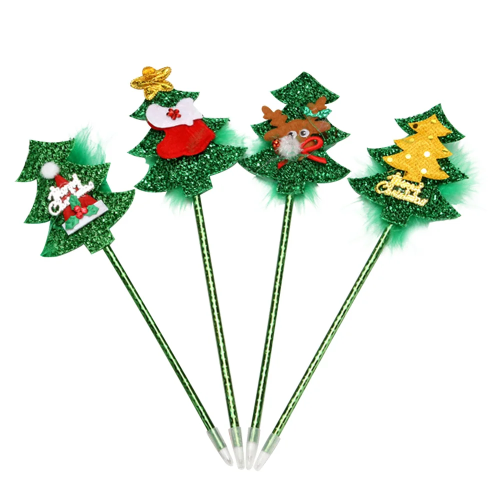 

4Pcs Office Stationery Christmas Ballpoint Pens Adorable Cartoon Design Lightweight Practical for Students