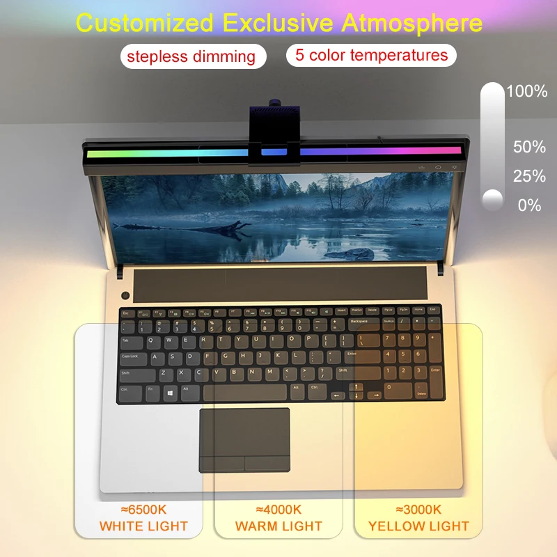 LED Eye Protection Screen Lighting Bar Reading Dimming Color Temperature Night Light RGB Game Background Atmosphere Light view 4