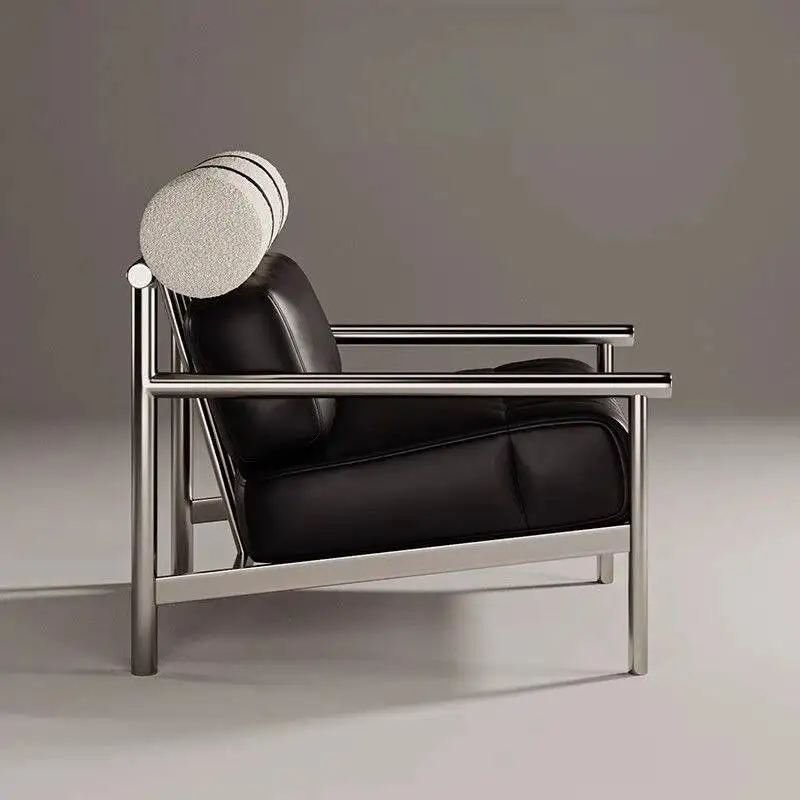 Bauhaus Single Seater Sofa Chair Stainless Steel Minimalist Leather Armrest Modern High-Grade Simplified Sofa Chair