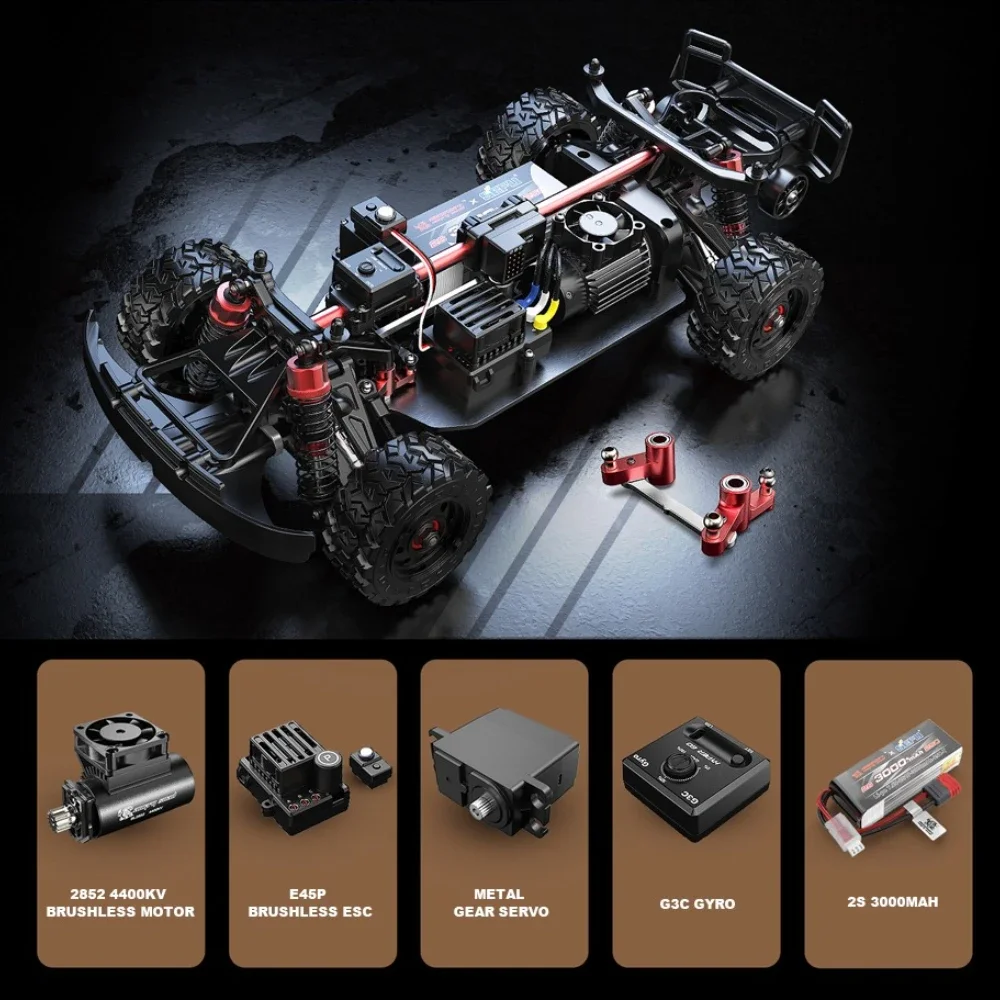 14211 RC Car 1/14 4WD Brushless High Speed Off-road 45A ESC Metal Gear Servo Power Desert Short Card Cralwer Model