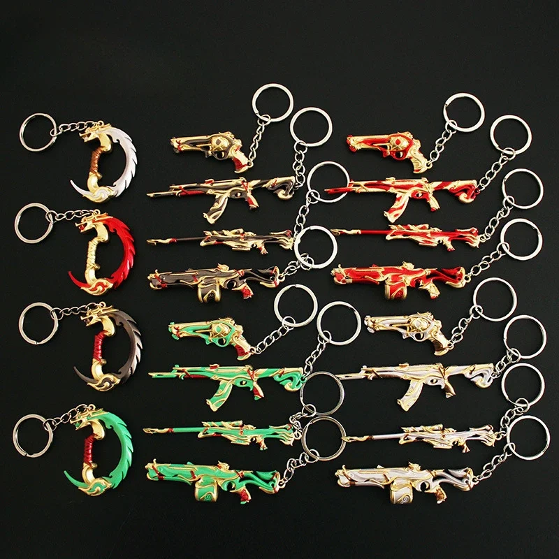 Valorant Game  Peripheral Yanyue Canglong Madman Divine Shooting Judge Set Mini Keychain Pendant 5-9CM Cosplay Anime Sword Toys