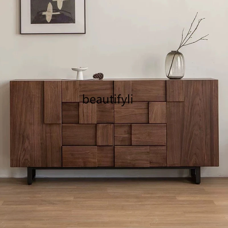 

Entrance cabinet solid wood carving flower living room home locker retro floor wall side cabinet