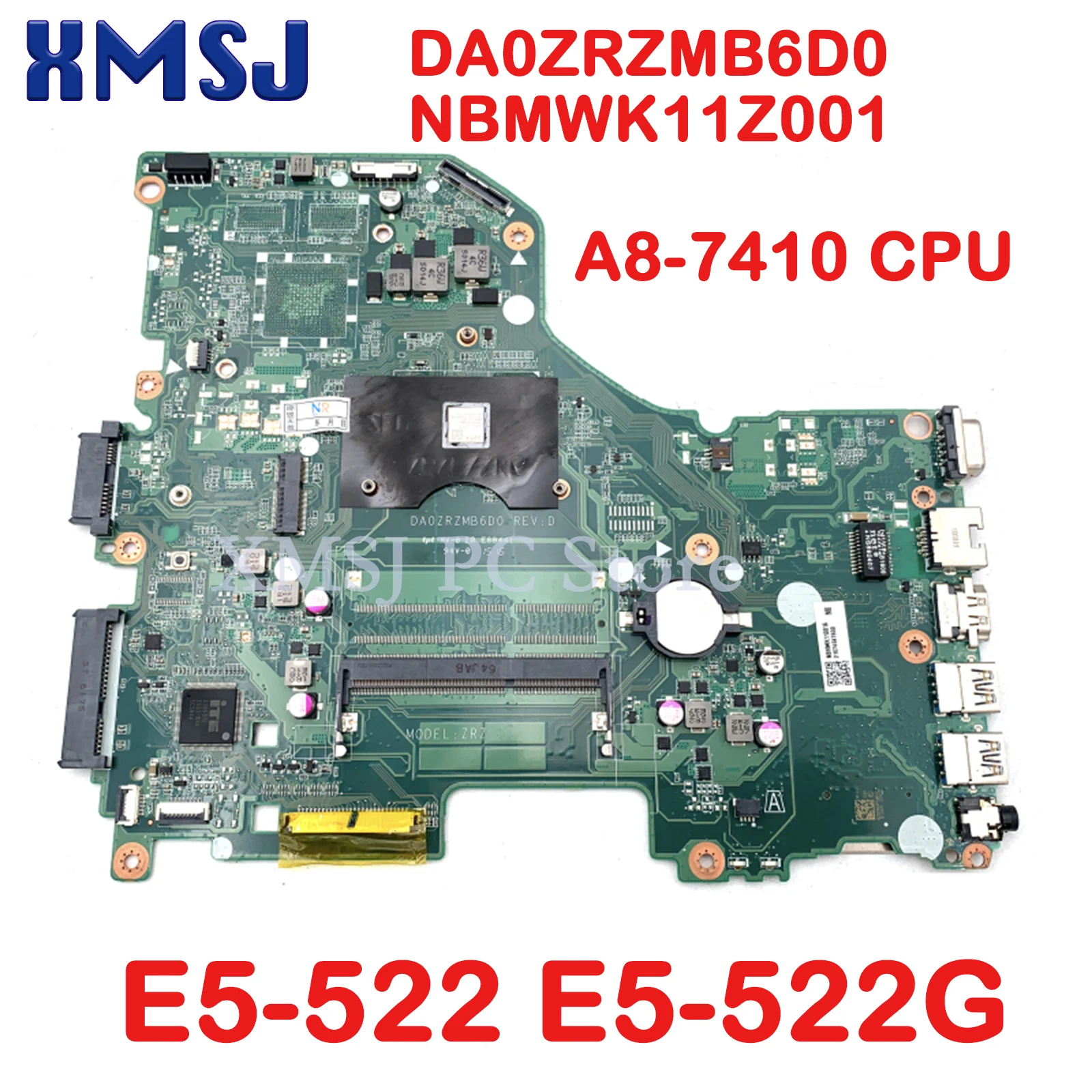 

For Acer Aspire E5-522 E5-522G Laptop Motherboard DA0ZRZMB6D0 NBMWK11001 with A4 A6 A8 A10 CPU Onboard Main Board