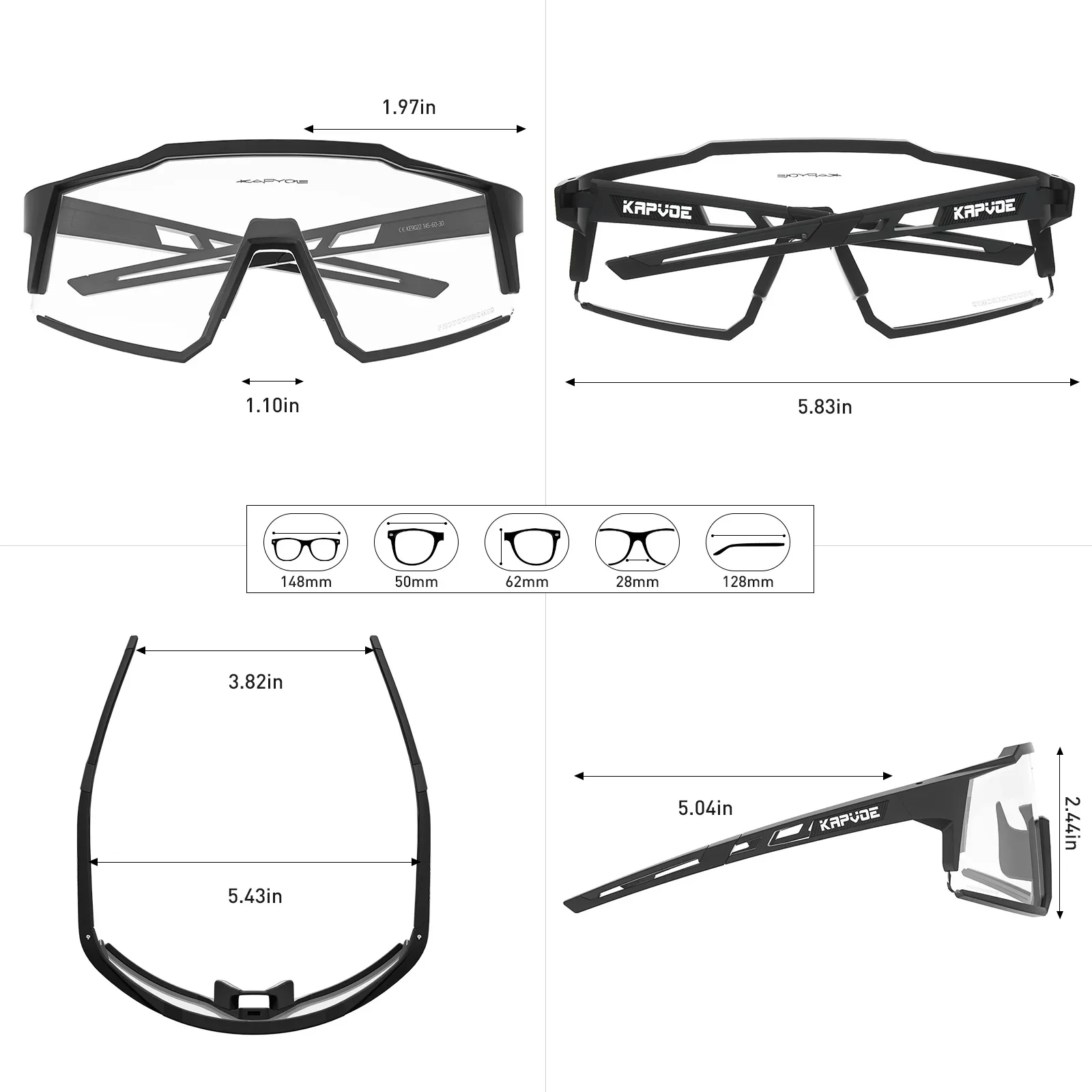 Kapvoe Photochromic Cycling Glasses UV400 MTB Clear Mountain Bike Transition Bicycle Sunglasses for Men Women Sports Eyewear