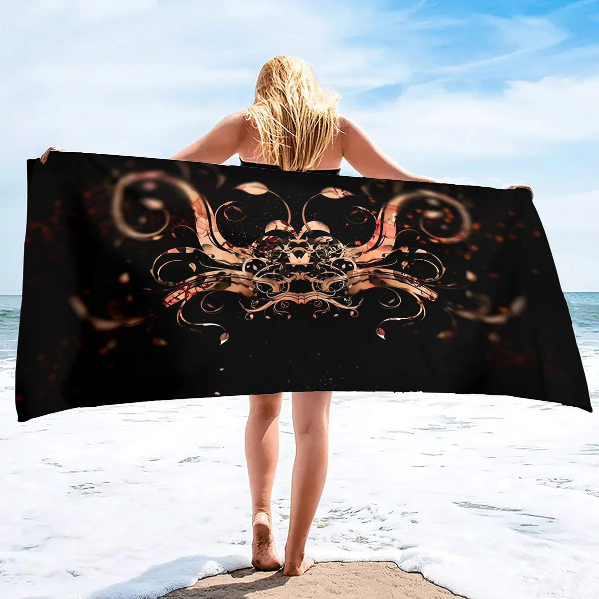 Beach Towels for Adults Crown Print Lightweight Sand Free Super Soft Fast Drying Swim Towels for The Swimming Sports Beach Gym