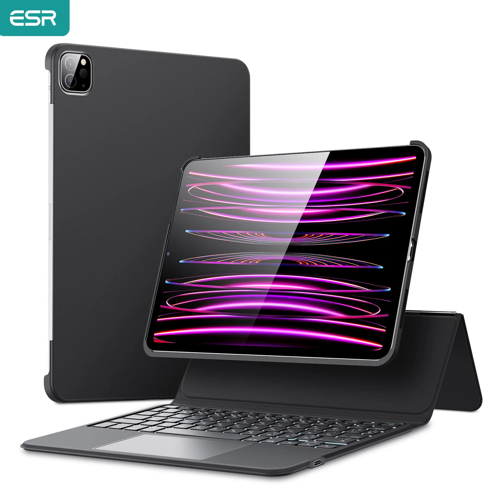 

ESR iPad Pro iPad Pro 12.9 (2022/2021/2020/2018) Чехол для клавиатуры с магнитной регулируемой подставкой для портрета/ландского пейзажа, японский
