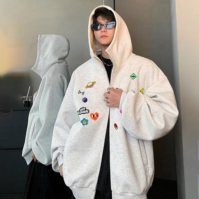 LUZHEN موضة نمط مطبوعة الربط هوديس معطف الرجال موضة الشارع الشهير 2025 الخريف جديد جودة عالية وسيم الملابس JY4016