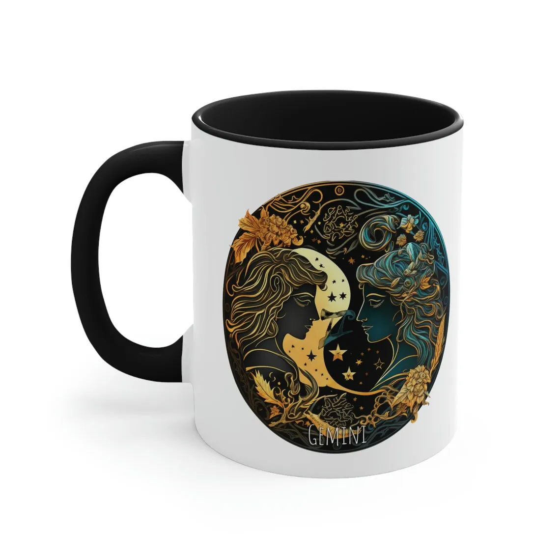 Zodiac Sign Coffee Mug, Ancient Greek Zodiac Constellation Black Accent Mug, Astrology Color Mug Friends Birthday Gift Mug