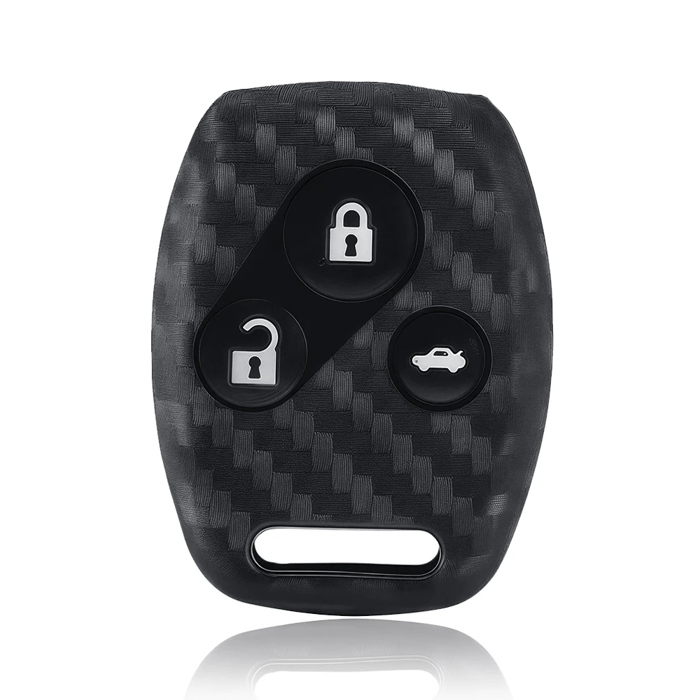 Carbon Fiber Silicone 3 Buttons Car Key Case Shell Remote Fob For Honda CR-V Civic Insight Fit SRV FRV chord 7 Jazz Gr8 150 R