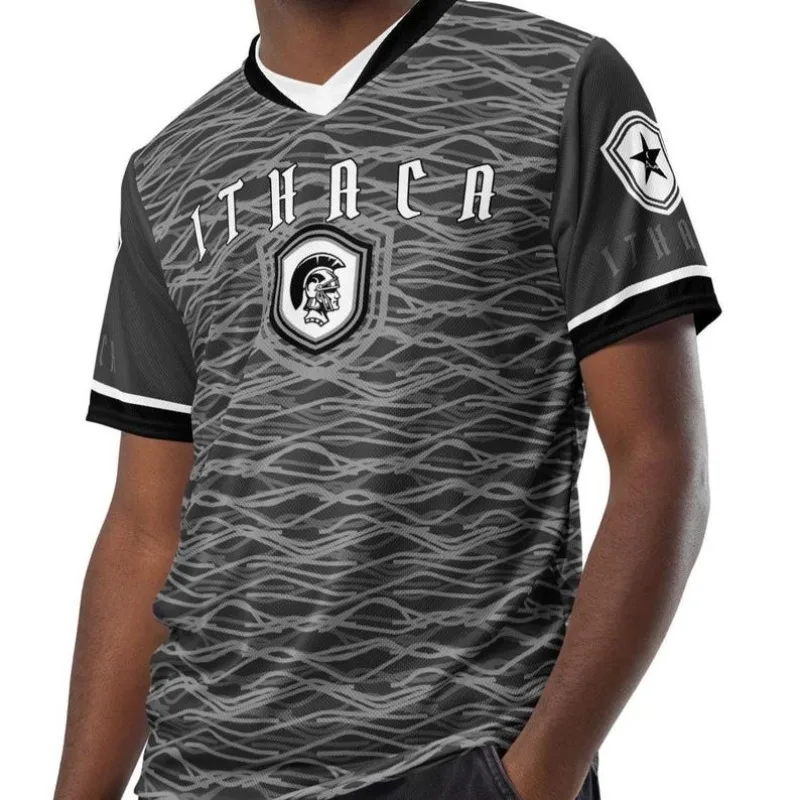 2026 Unisex The Odyssey King of Ithaca Odysseus #1 Sports Jersey ITHACA Spartan Warrior Emblem Short Sleeve Soccer Jersey