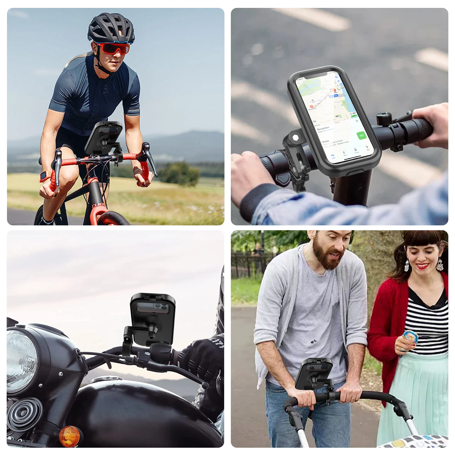 Universal Waterproof Bicycle Phone Holder Bag Case 360° Rotatable MTB Bike Motorcycle Scooter Cell Phone Support Mount Bracket