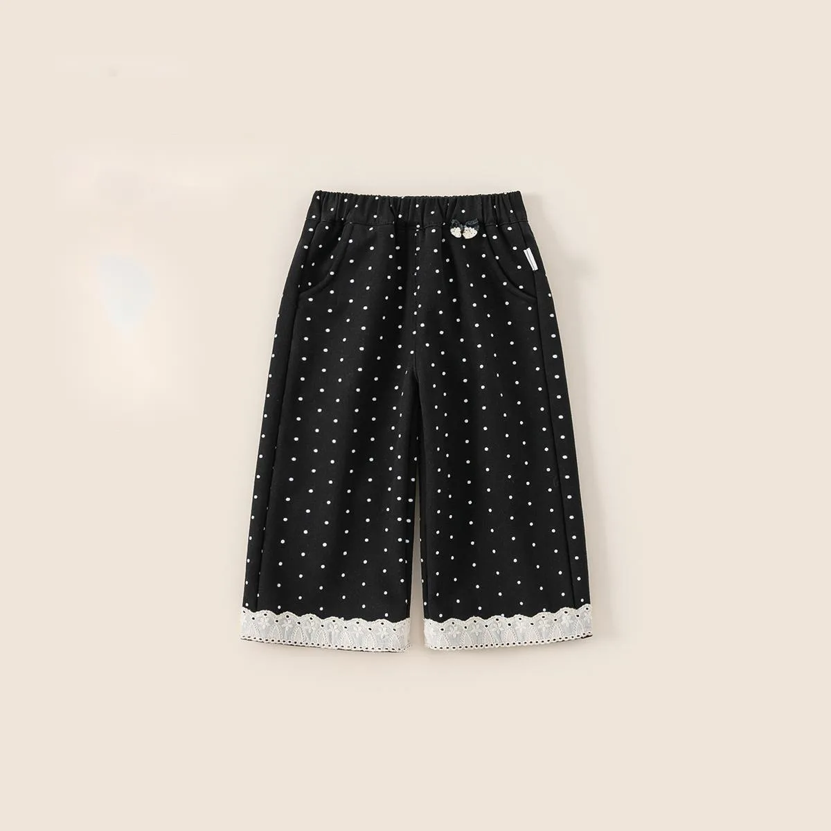 

Autumn Winter Children Pants 1-10Y Girls Thick Warm Fleece Spliced Polka Dot Straight Trousers Korean Toddler Wear Kids Clothing