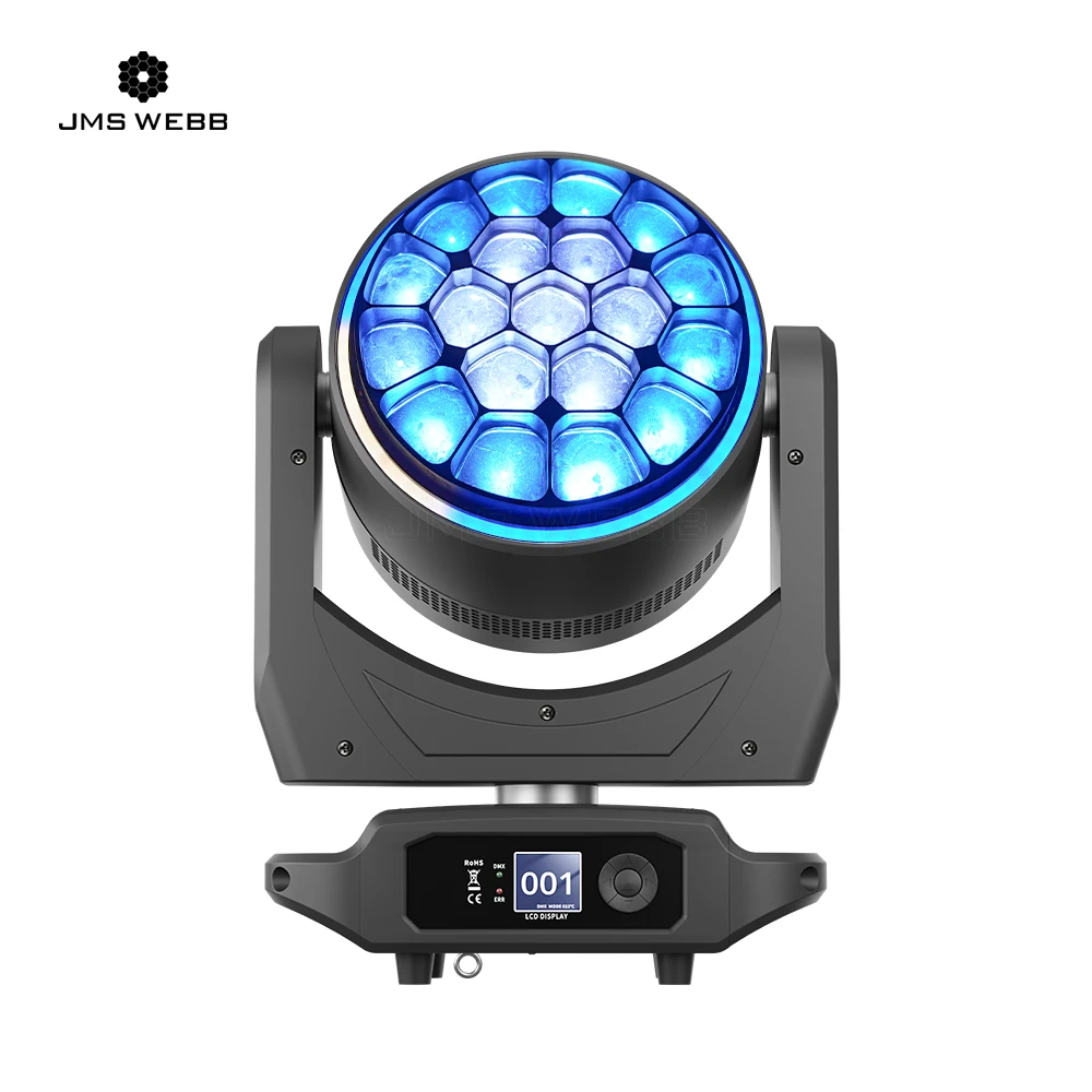 

JMS WEBB 19x40w LED Moving Head Big Bee Eyes With Ring Beam Wash Bright Light With TC Fans For DJ Disco Wedding Party High Power