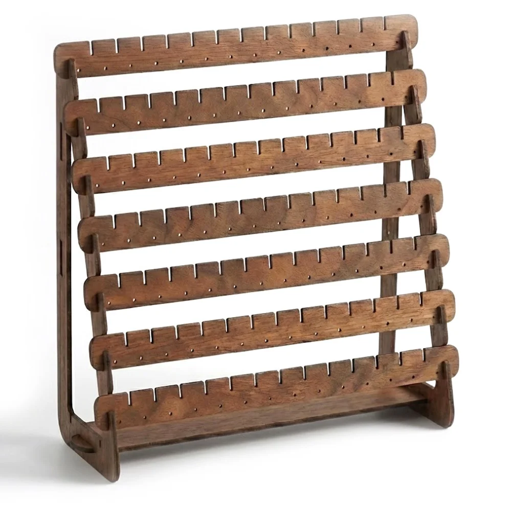Vintage Holz-Ohrringständer mit Großer Kapazität für Ohrstecker und Hängeohrringe, Schmuck-Aufbewahrungsregal, Theken-Präsentationsständer – Detail 6
