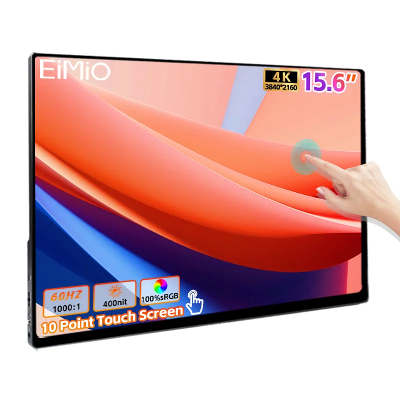 

Eimio 4K 60 Гц 15,6 дюйма 3840x2160 IPS полностью 10-точечный сенсорный портативный монитор Type-C VESA для игрового ЖК-дисплея MacBook