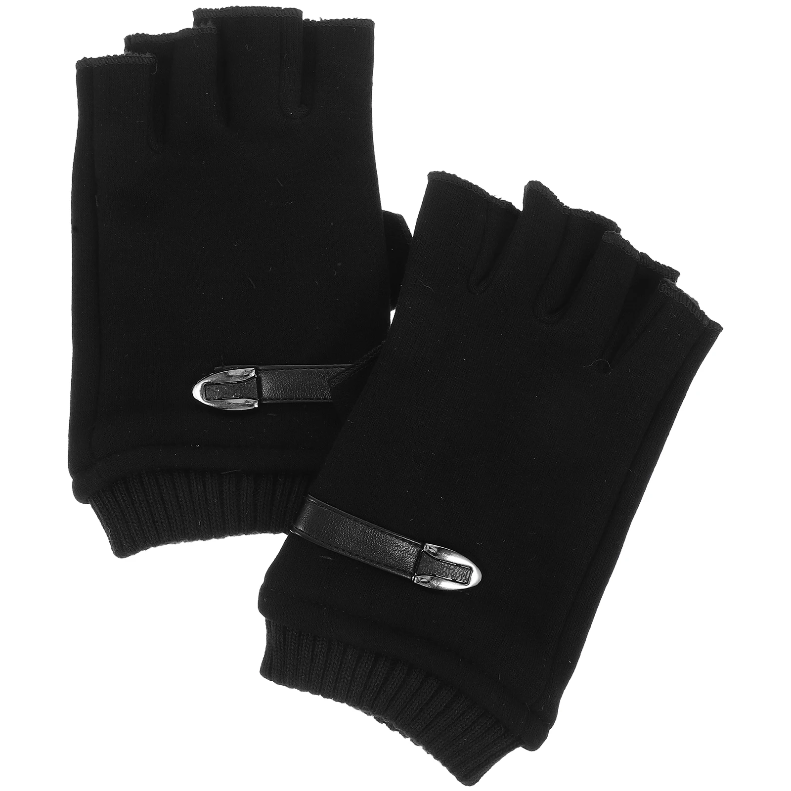

Half Finger Gloves PU Cycling Winter Cold Weather Bike Riding Motorcycle Mens Non Slip Breathable Adjustable Fit