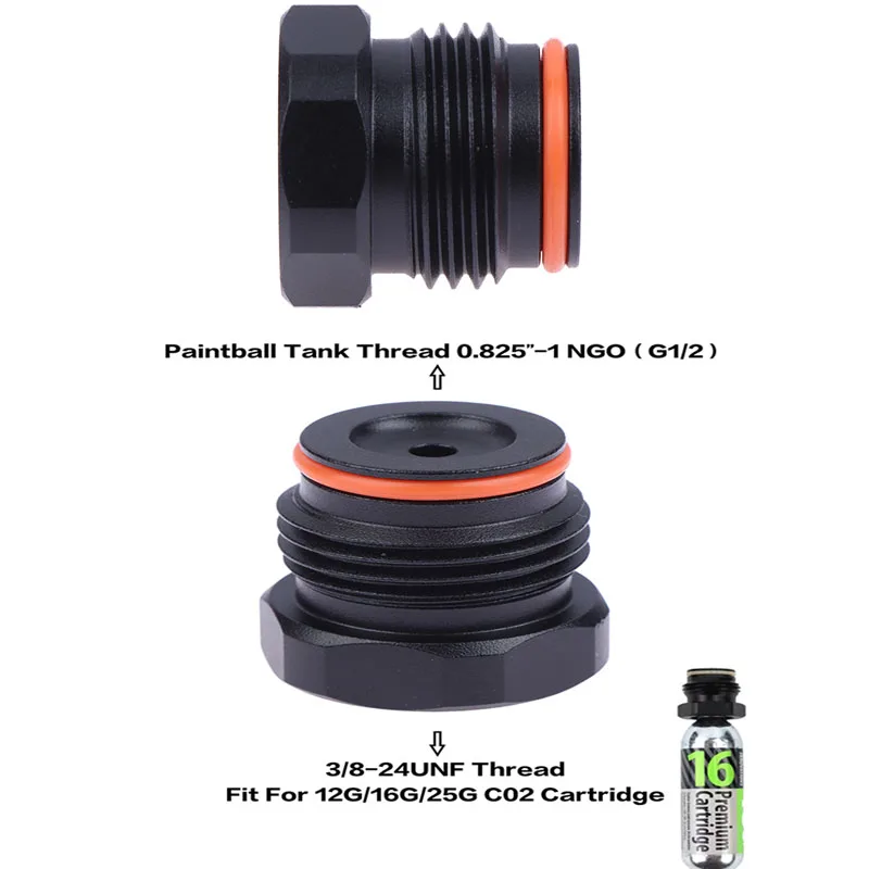 

Адаптер-переходник с резьбой 3/8-24UNF на стандартную резьбу G1/2-14 для баллонов с CO2 12G, 16G, 25G