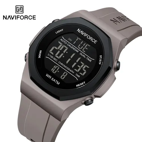 NAVIFORCE relojes digitales para hombres relojes de pulsera deportivos LCD 50m reloj deportivo resistente al agua cronómetro de luz Digital reloj militar para hombres