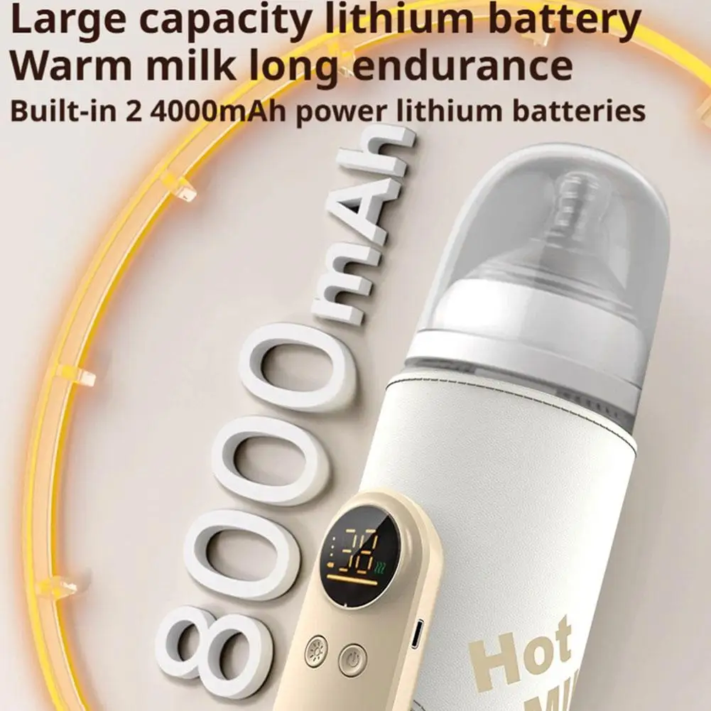 Scaldalatte portatile USB 6000/8000mAh per bambino Copertura isolante per bottiglia a temperatura costante esterna Riscaldamento per latte caldo e latte