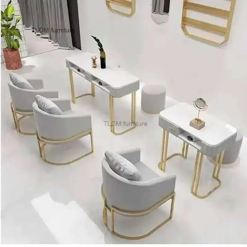 light luxury Nordic Slate Professional Nail Tables Double Manicure Table Salon Furniture beauty salon Manicure Table Chair Set Z