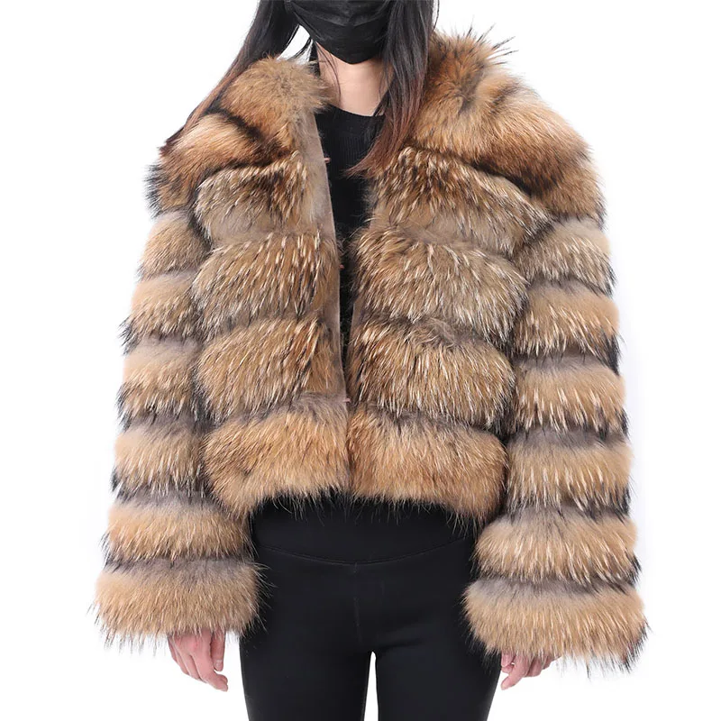 MAOMAOKONG NEW Real fur coat jackets Women's winter coats natural raccoon hooded Female clothing