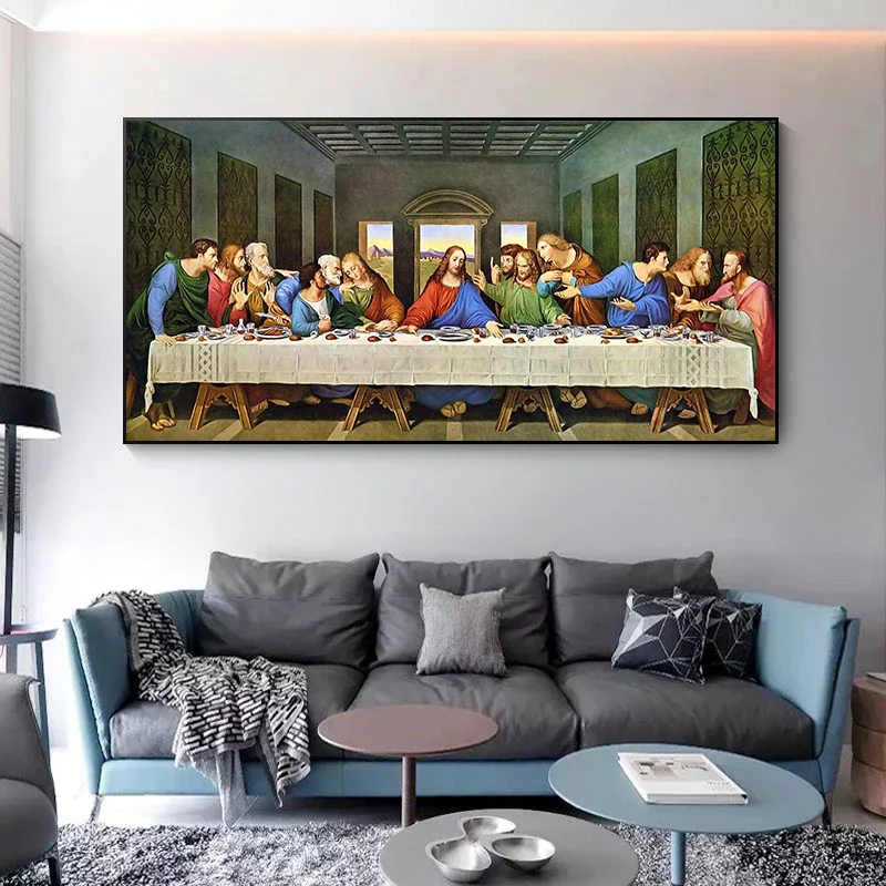 Scandinavian Classic Vintage Wall Art Jesus and the Last Supper HD Canvas Poster Print Home Bedroom Living Room Decoration