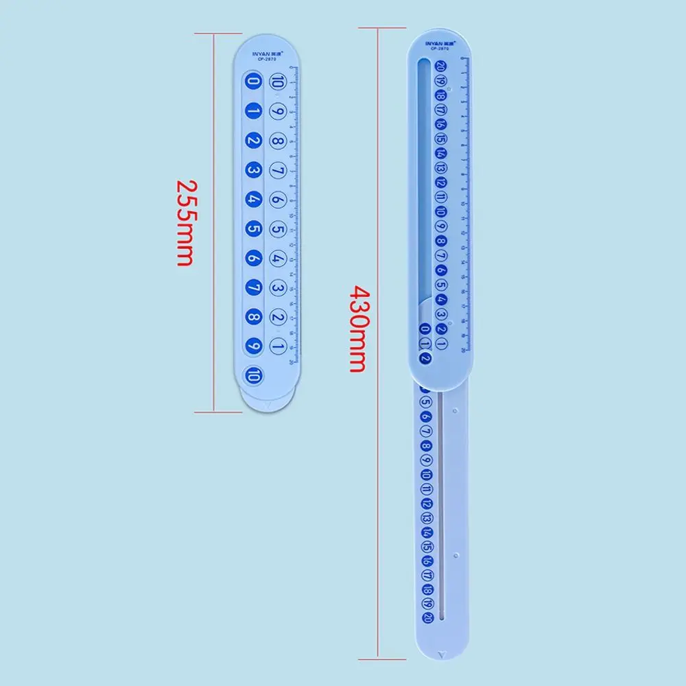 Pink/Blue Math Decomposition Ruler Within 20 Portable Subtraction Ruler Teaching Demonstration Plastic Addition Ruler