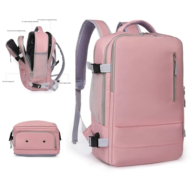 

Multi-functional Travel Bag Women's Large-capacity Backpack Independent Shoe Pocket Wet and Dry Separate Casual Sports Backpack