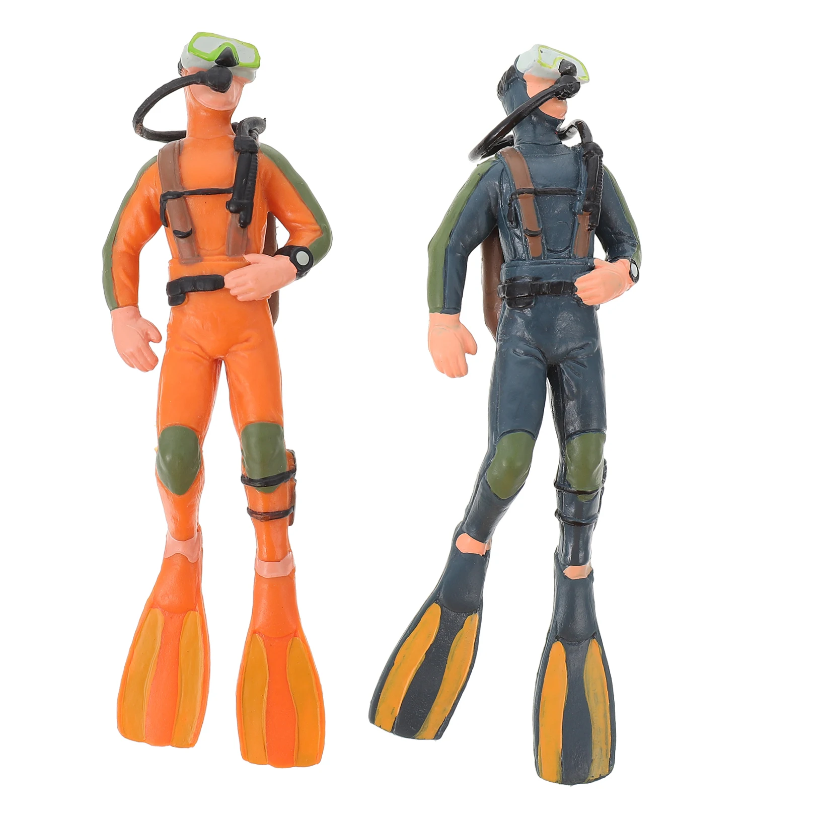 2 Pcs Diver Model Toys Little Plastic Scuba Divers Figure Mini Figures Figurine Aquarium Toddler