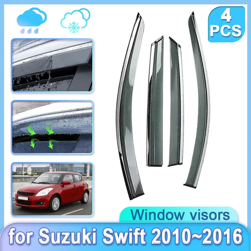 Car Window Door Visor For Suzuki Swift 5-door MK2 2010~2016 2014 Moulding Trim Guard Shades Weathershield Door Visor Accessries