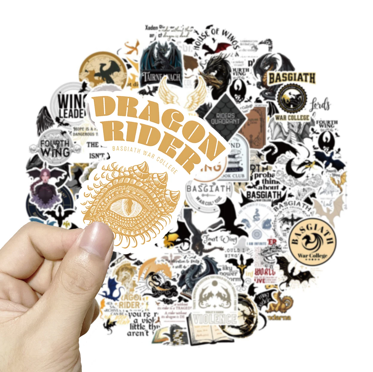 

10/50Pcs Fantasy Novel Stickers Fourth Wing Pack Laptop Skateboard Luggage Suitcase Dragon Stickers Notebook Phone Kid Decal Toy