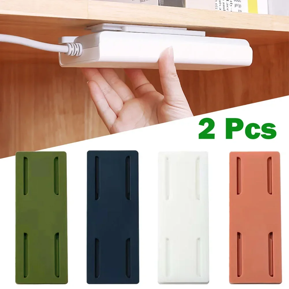 

2pcs Wall-Mounted Plug Fixer Sticker Punch Free Home Socket Fixer Cable Wire Organizer Seamless Power Strip Holder