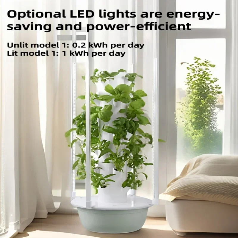 Stackable Vertical Aeroponic Growing Tower, Home Soilless Hydroponic Planting System for Indoor Leafy Vegetables