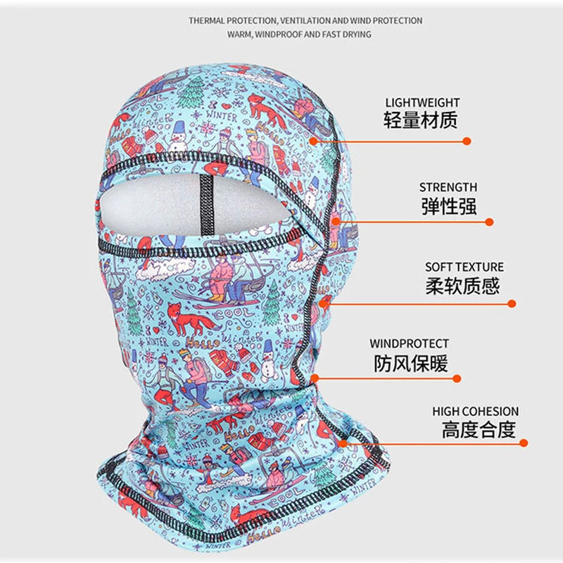 Warm Fleece Balaclava for Kids, Windproof Cycling Full Face Cover, Skiing Mask, Motorcycle Helmet Liner, Adult Hood Cap, Winter