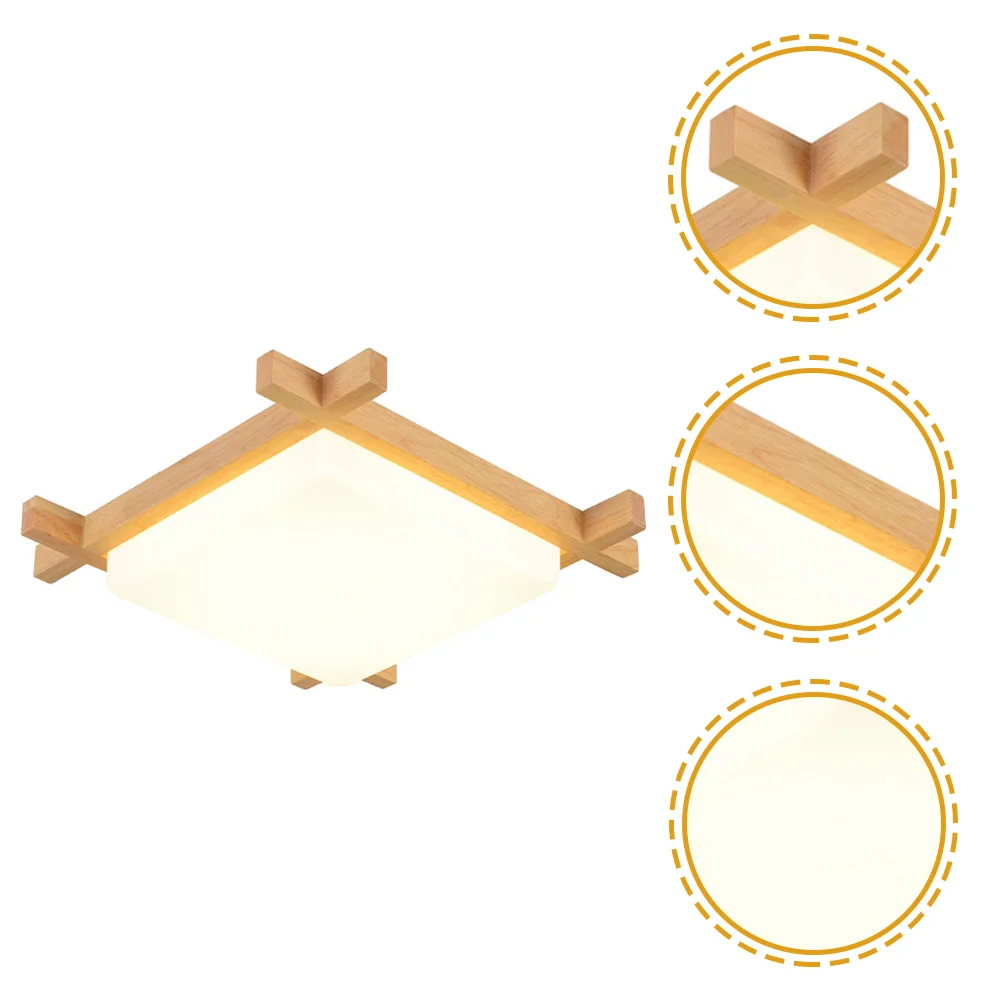 

Square Household Ceiling Lamp Mounted Light LED Lights for Living Room Wooden Acrylic Bathroom Simple Shaped