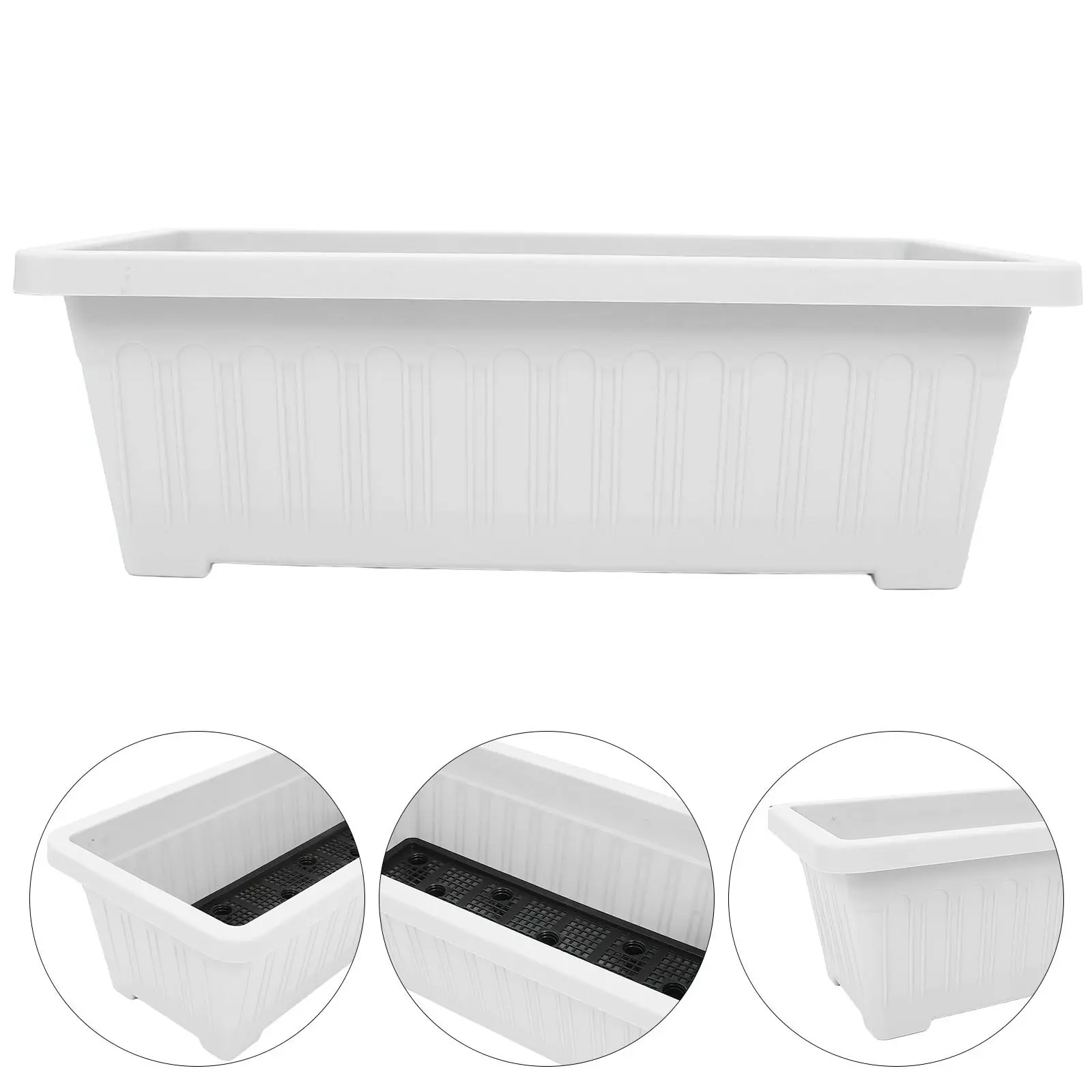Rectangular Balcony Vegetable Planter Box 18.19x11.22 Sturdy Plastic Drainage System Indoor Outdoor Window Flower Box for Urban