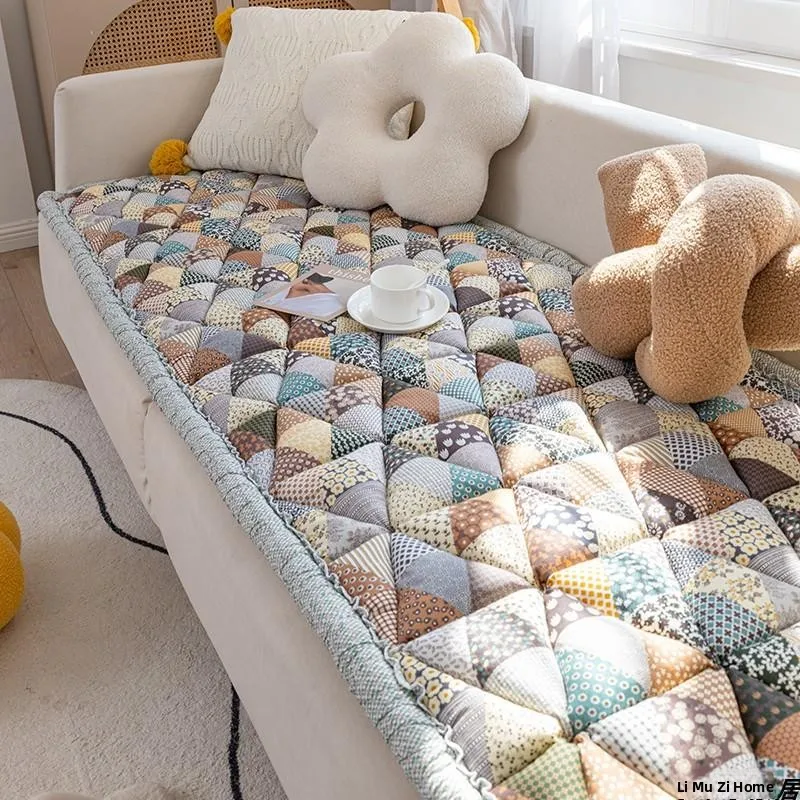 Korean Style Handmade Pure Cotton Thickened Sofa Cushion Slip-resistant Window  Pad Four Seasons Universal Combination So...