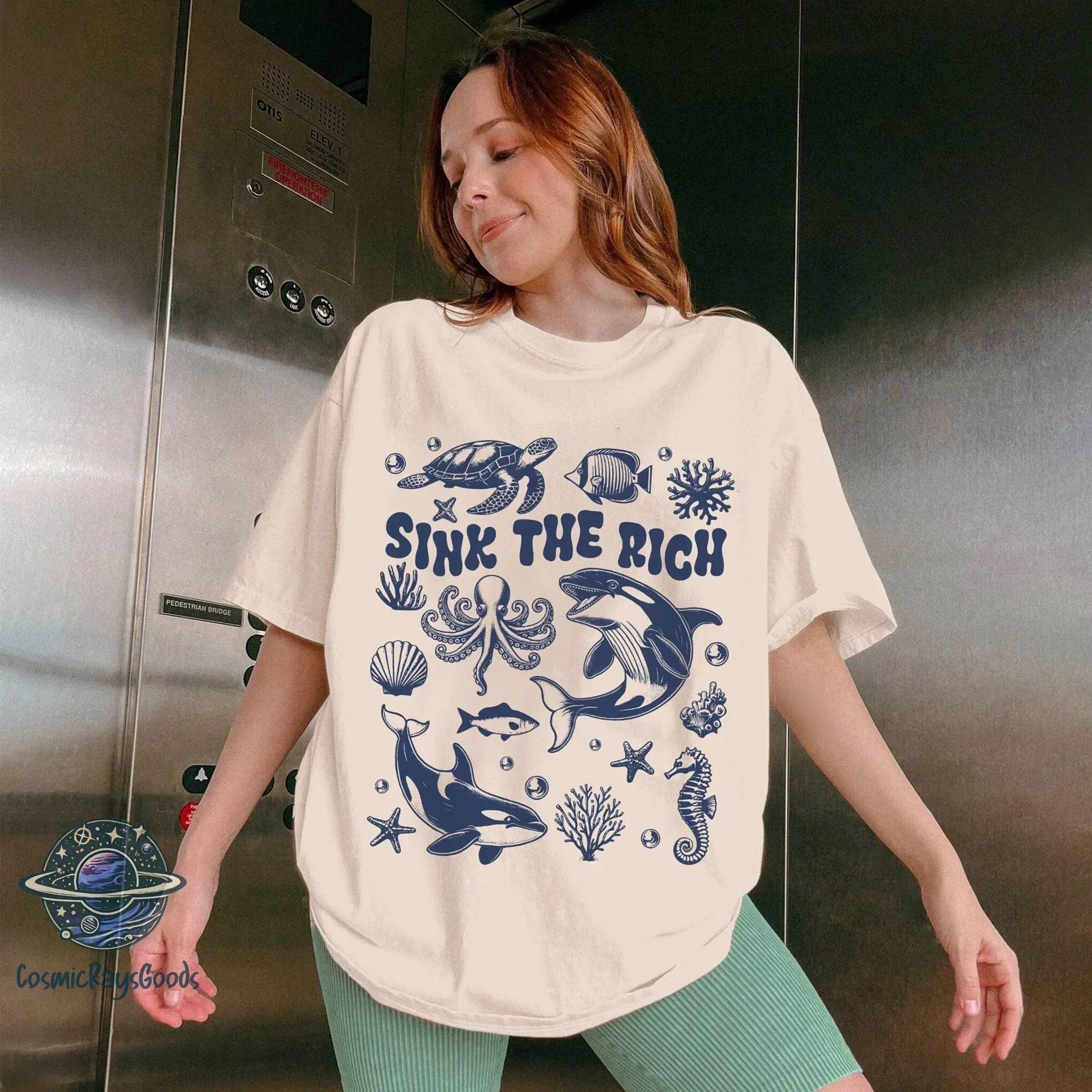 

Футболка с китом Sink the Rich 90-х годов Orca YachT SweaT Activist