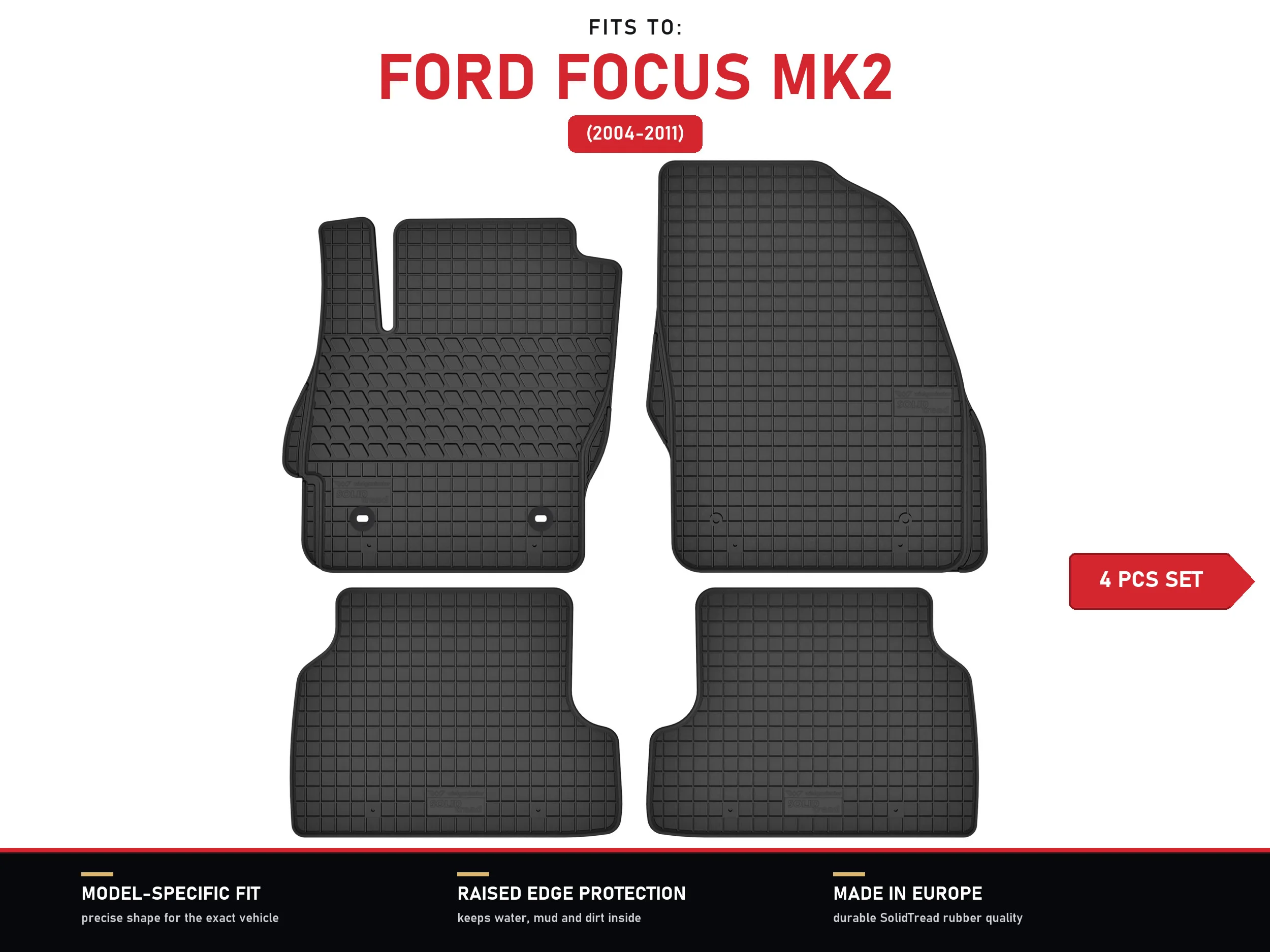Rubberen matten voor: Ford Focus MK2 2004-2011 4 stuks