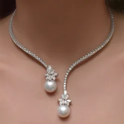 Stonefans Pearl Choker Collar Chain Y2k Accessories Rhinestone Elegant Jewelry Gift Choker Necklace for Women Luxury Girls