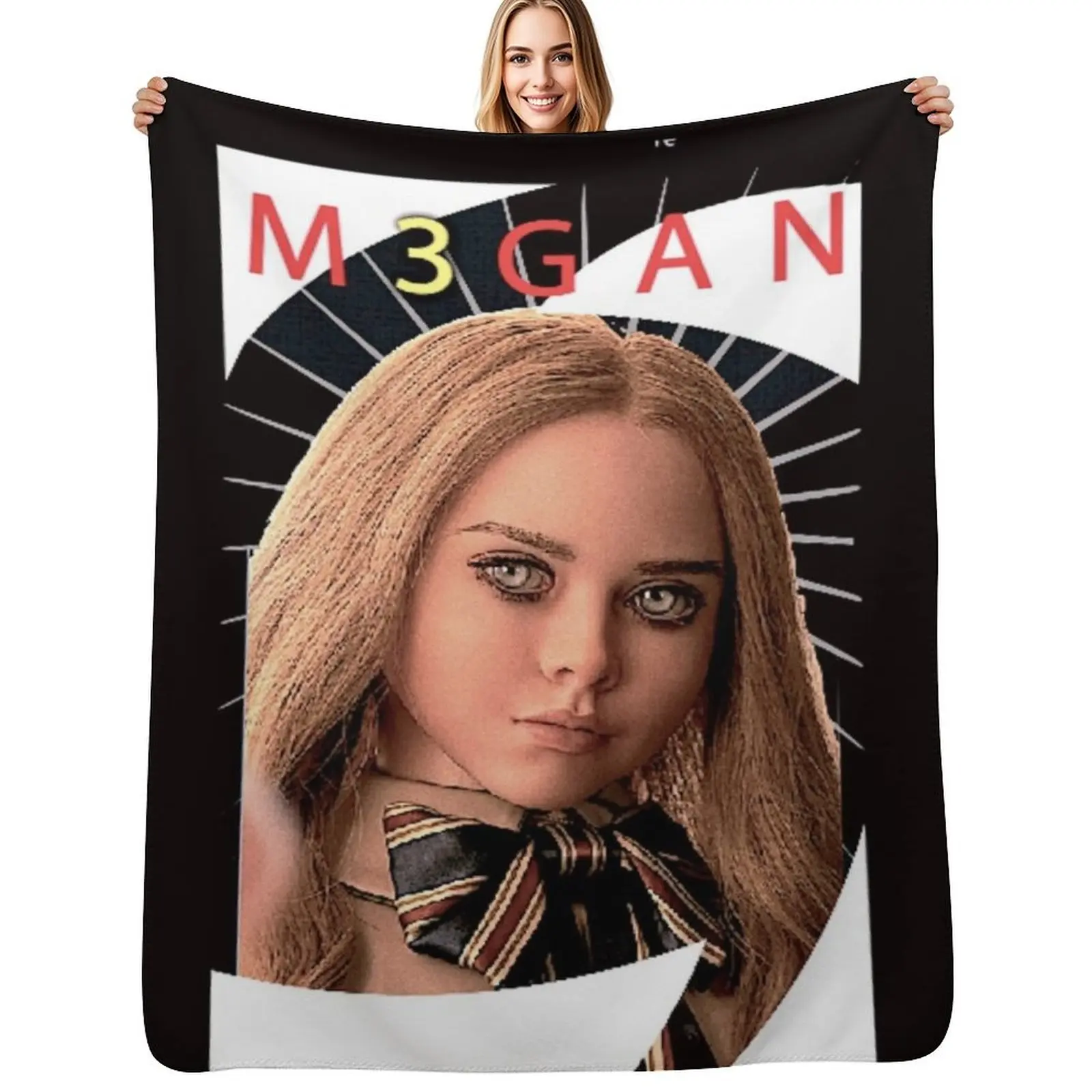 

M3GAN MEGAN MOVIE DOLL Throw Blanket Picnic Shaggy blankets and throws christmas gifts Blankets