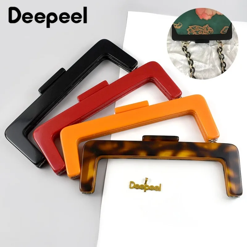 

1/2Pcs Square Acrylic Amber Bag Handle 23cm Plastic Purse Frame Women's Handbag Wallet Clip Kiss Clasp DIY Bags Accessories