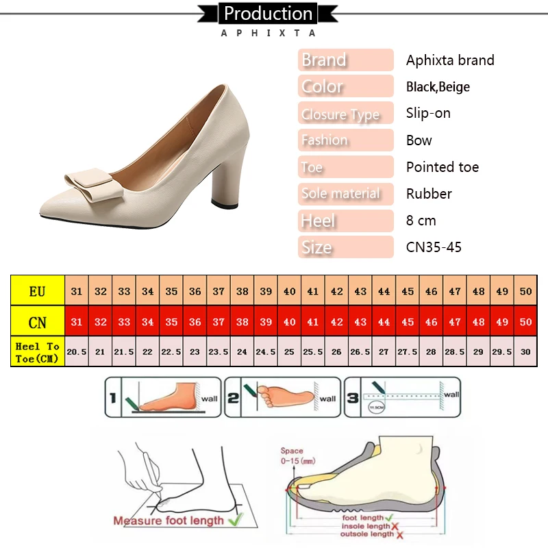 Aphixta Big Size 45 Classic Party Pumps Women High Chunky Heels Pumps Elegant Women High Heels zapatos mujer 2024 tendencia