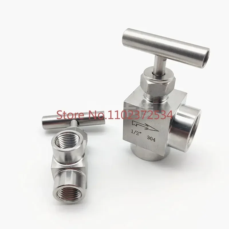 Customized 304 stainless steel needle valve G1/4 1/2 inner thread right angle stop valve 2/4 inch slotted handle needle valve