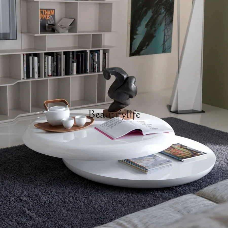 

LD25Modern Light Luxury Minimalist Living Room Stylish Teapoy Anti-Collision round Table Personalized Rotation